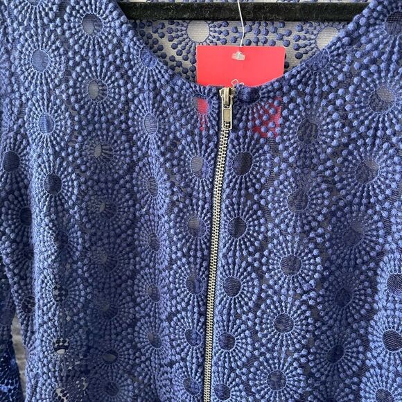NWT Anthropologie Only Hearts Love is Enough Blue Sheer Lace Zipper large - Picture 6 of 13